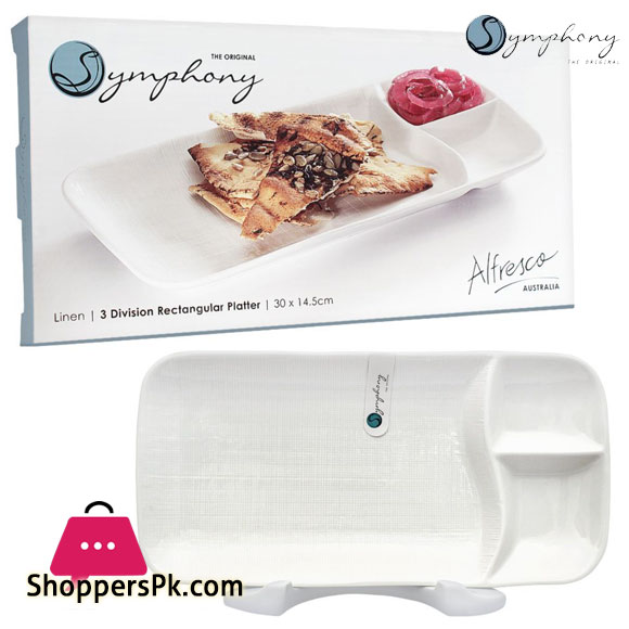 Symphony Linen 3 Division Rectangular Platter 11.8 x 5.7 Inches #SY7413