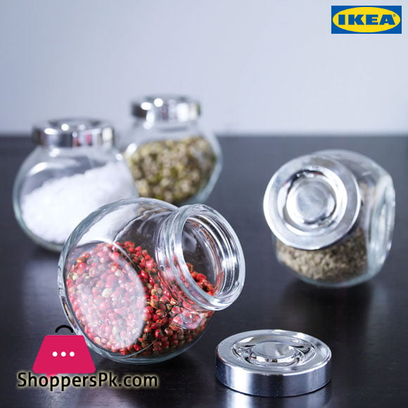 Ikea RAJTAN Spice Jar Glass Aluminum Color 5 oz (Pack of 4)