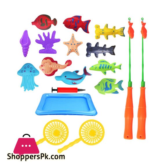 18 Pcs Childrens Fishing Toy Set Bath Toy Magnetic Fishing Toy