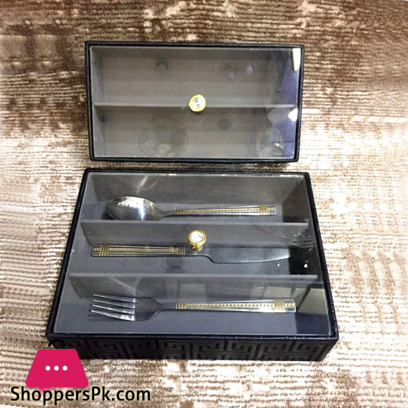 Leather Cutlery Box Knife Fork Glass Lid - 3 Partition