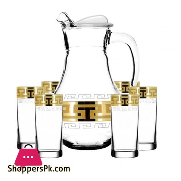 Promsiz Set of 7 Water Set With Greek pattern (EAV03-3934/402/S)