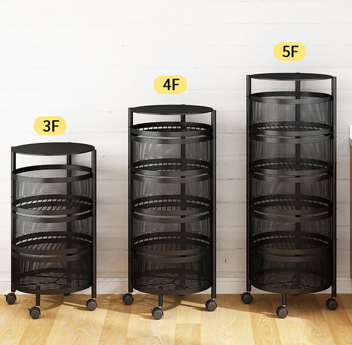 Rotating Vegetable Shelving Kitchen Floor Shelving Cylindrical Storage Rack ( 4 - layer )