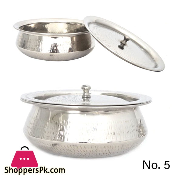 Stainless Steel Handi With Lid 1Kg Capacity 9 Inch #5