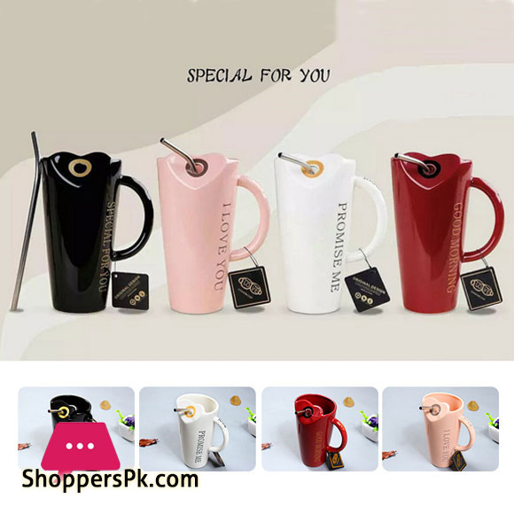 Ceramic Coffee Mug with Straw 480 ML