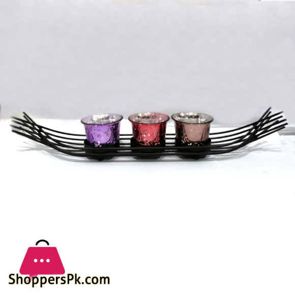 Home Decor 3 Piece Candle Stand With Tray SML