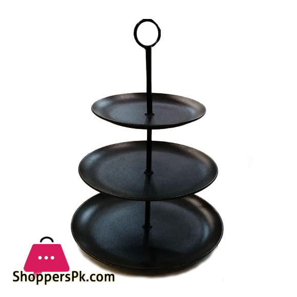 INOX 3 Tier Cake Platter Serving Stand Sand Texture