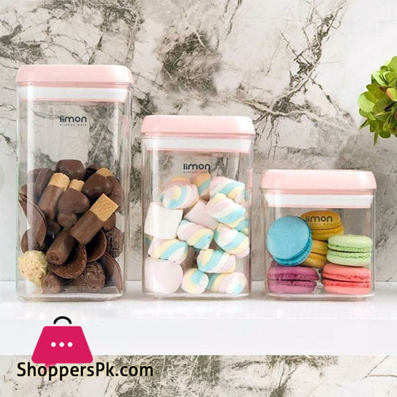 Limon Acrylic Plastic Airtight Jar Set of 3 Iran Made
