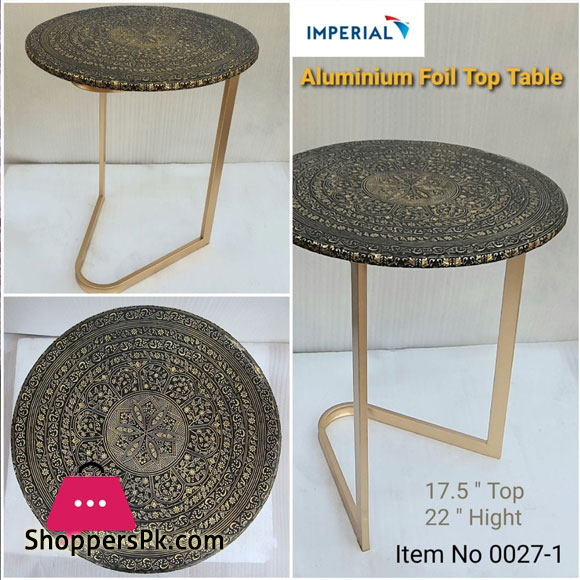 Rod Iron Aluminium Foil Top Table 17.5 Inch Diameter Height 22