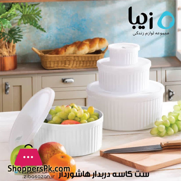 Ziba Sazan Plastic Food Container Bowl Set with Lid of 4 Iran Made