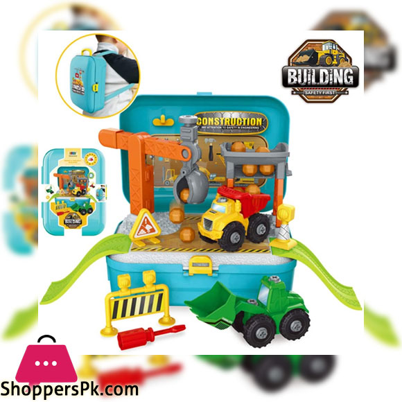 Construction Building Trucks Toys Set Take Apart Toys in Backpack Bag