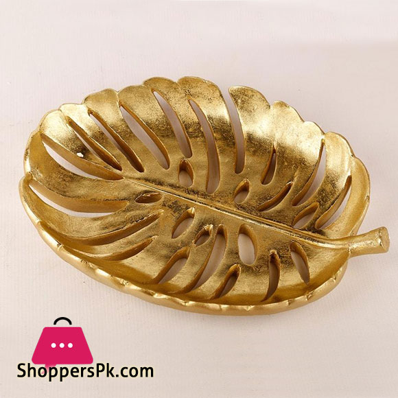 Golden Leaf Design Plate 12 x 12 Inch