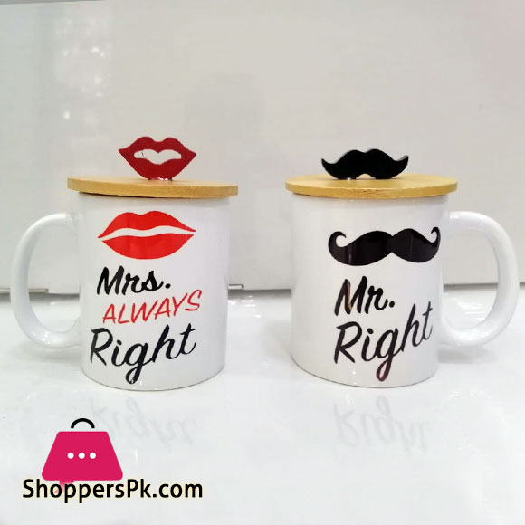 Mr. Right & Mrs. Always Right Mug with Lid (Pack of 2)