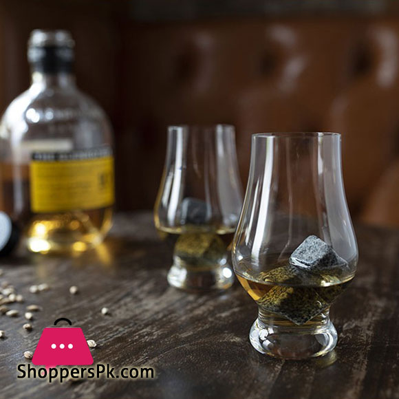 Drinking Lovers Set ( 2 Drinking Glasses (170 ml) 4 Cooling Drinking Stones in Granite )
