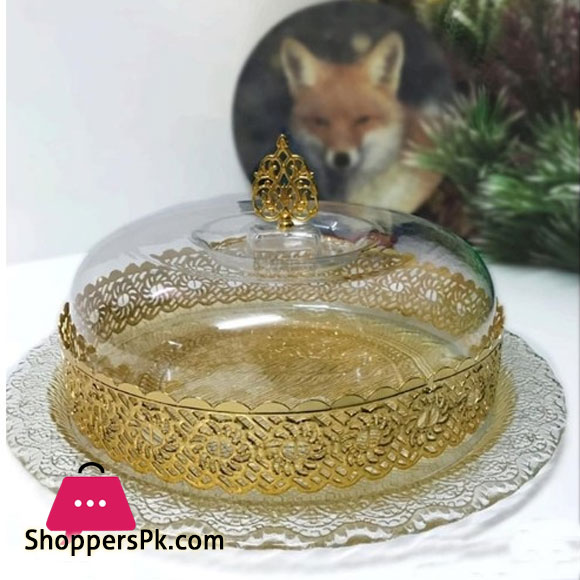 Elenor Rays Cake Dome Gold 13 - Inch