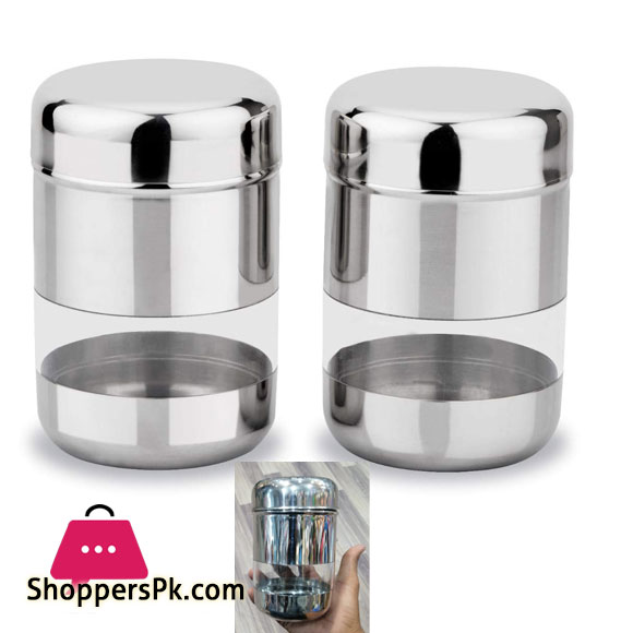 Indain Bullet Dabba Canister Set Multipurpose Stainless Steel 500-ml (Set of 2)