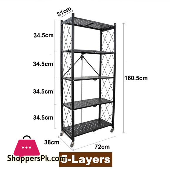 Kitchen Microwave Racks Shelving Storage Unit Foldable Bread Racks Storage Racks Trolleys 5 Tire