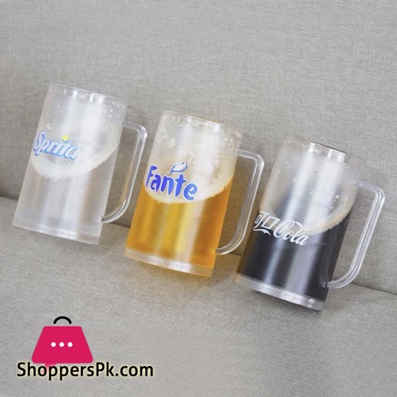 Plastic Double Walls Freezer Beer Mug with Printing 400ml