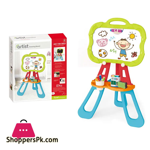 3 in 1 Painting, Drawing and Writing Board With Stand 32 - Pcs