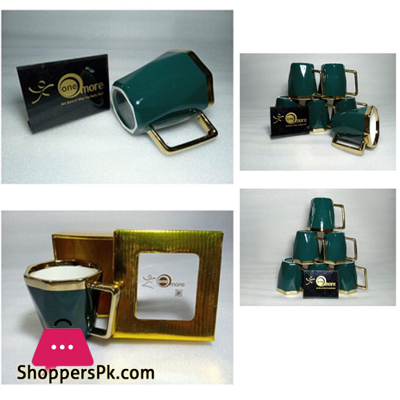 ONE MORE Ceramic Gold Rim Diamond Mug - 1 Pcs
