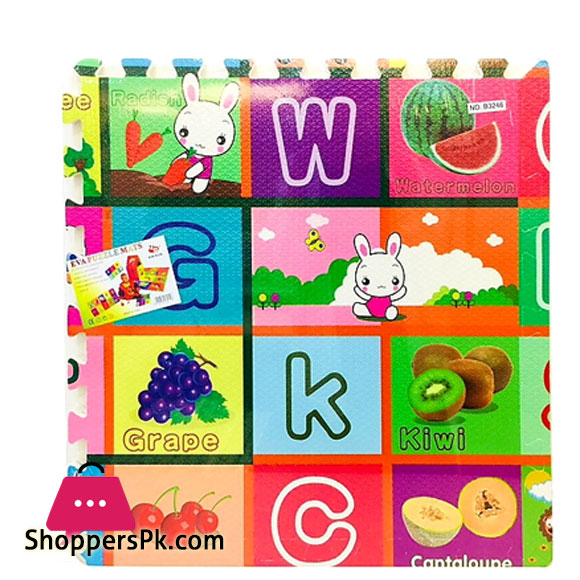 Eva Puzzle Mat 4 Pcs ABC/Fruit | Kids Baby Soft Form Playmat –2 x 2 Feet