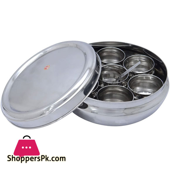 Indian Masala Dabba Stainless Steel 7 Container Kitchen Spice Storage Box