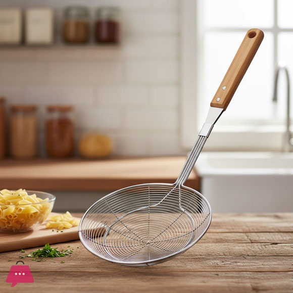 High Quality Food Oil Strainer with Wooden Handle