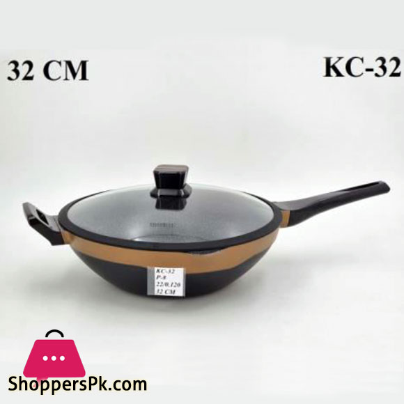 ALPENBURG Wok Long Handle with Lid Gold 32 CM Germany Made #KC32