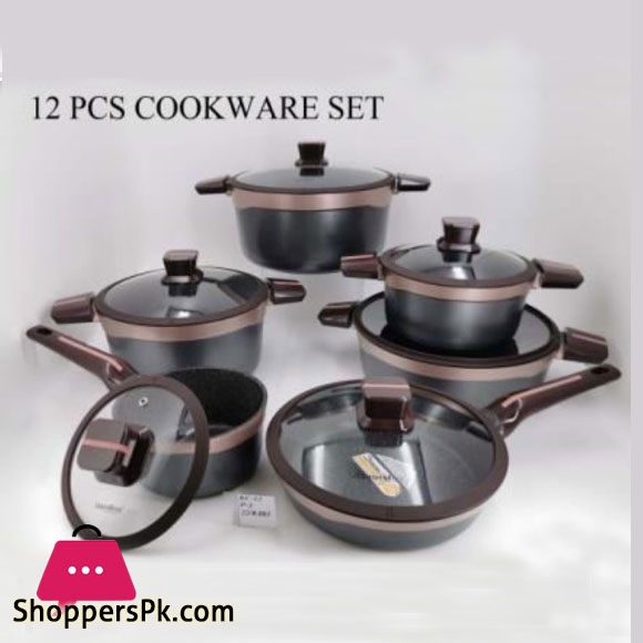 Alpenburg Cookware Set Black Coper Germany Made - 12 Pcs #KC12