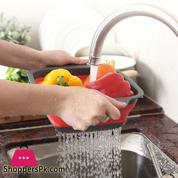 Square Draining Basket Collapsible Colander Silicone