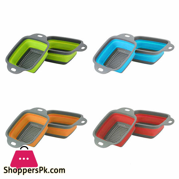 Square Draining Basket Collapsible Colander Silicone