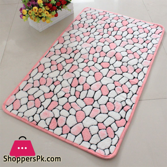 Super Soft Bath Mat Coral Fleece Colorful Cobblestone Stone Carpet Room Non-Slip Rugs 40x60cm
