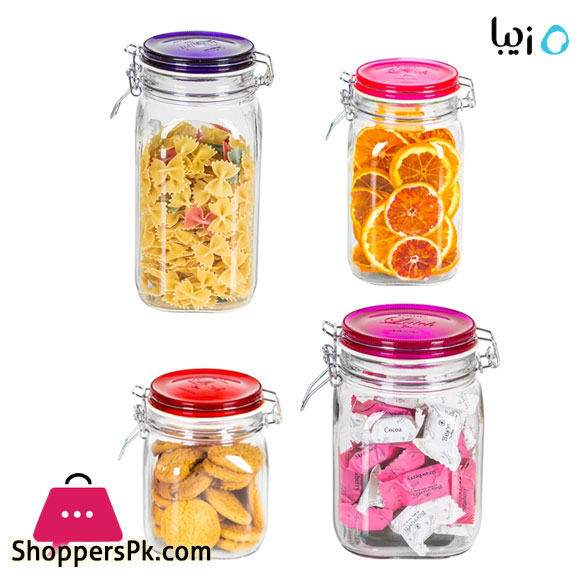 Ziba Sazan Papashev Airtight Glass Lock Jar ( Set of 4 )