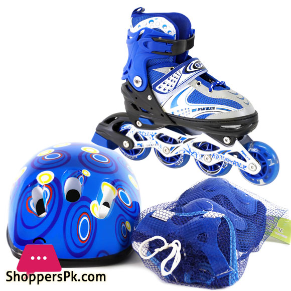 Childrens 2in1 inline Skates with Protective Gear Set Size 28-33