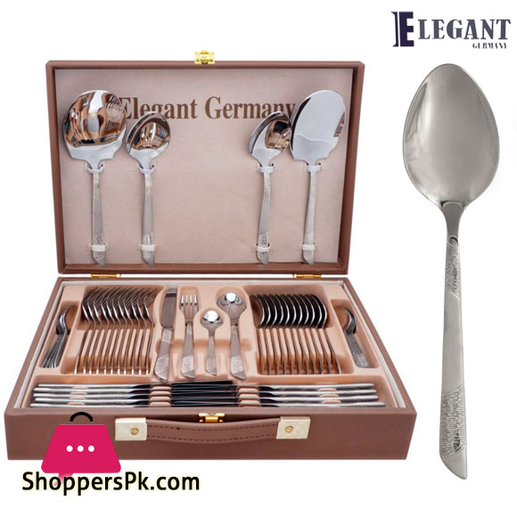 Elegant Cutlery Set Stainless Steel 18/10 with Leather Case (LineTaxt) 52 - Pieces - EL52B14