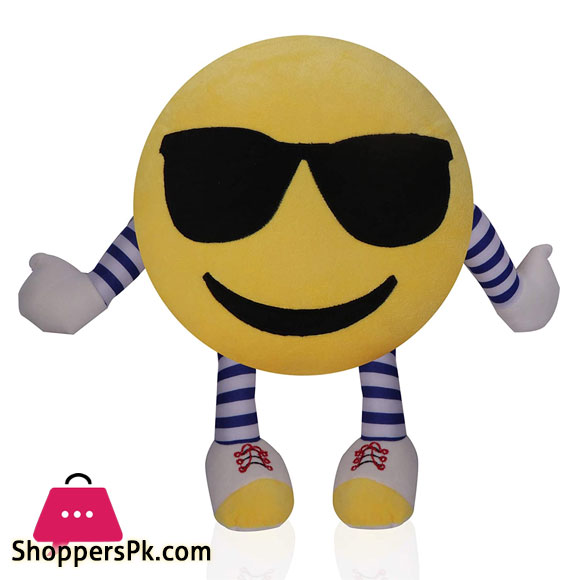Emoji Stuffed Smiley Cushion Pillow Soft Toy with Legs and Hands (Cool Dude Smiley)