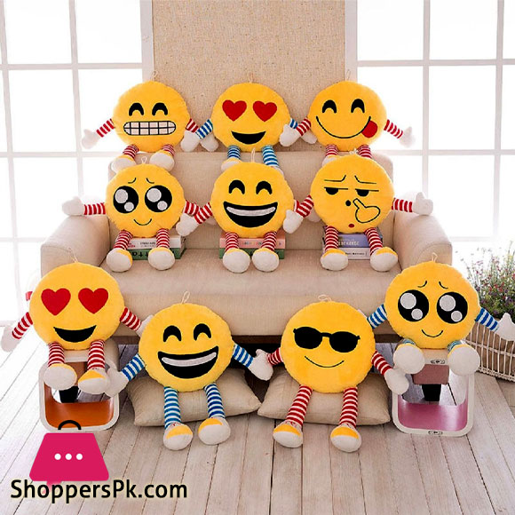 Emoji Stuffed Smiley Cushion Pillow Soft Toy with Legs and Hands (Heart Eyes Smiley)
