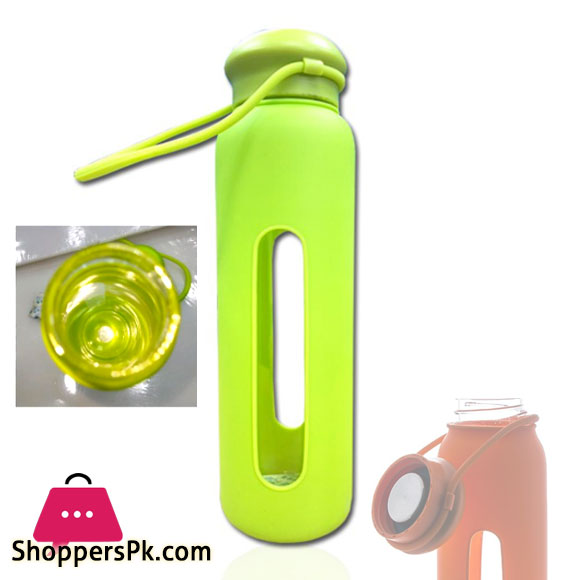 Glass Bottle with Silicone Cover Green - 500ML
