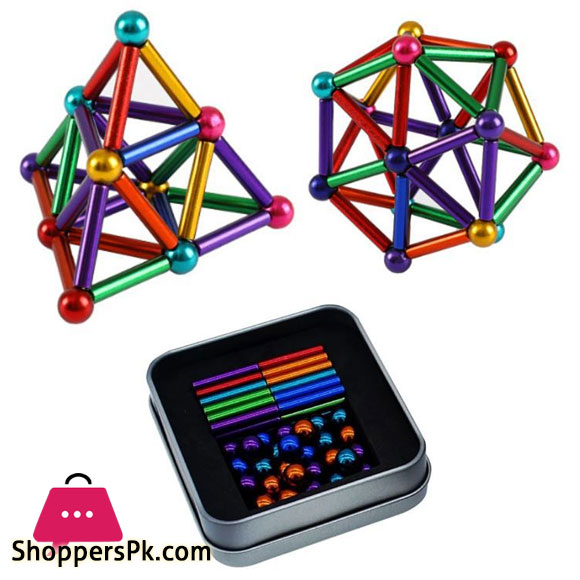 Magnetic Sticks and Balls Magnet Toys for Kids Pack of 36 Magnetic Sticks & 27 Steel Balls for Kids Learning Toys for 12 Years Old