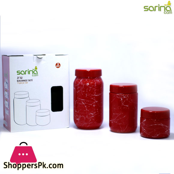 Sarina Glassware Marble Texture Jar 3-Pcs - S1006 Turkey Made