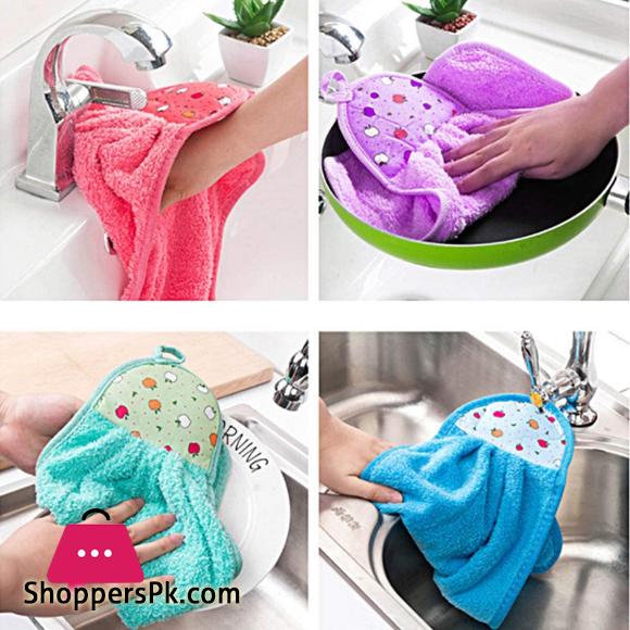 1pcs Coral Velvet Bathroom Supplies Soft Hand Towel Absorbent Cloth Dishcloths Hanging Cloth Kitchen Accessories