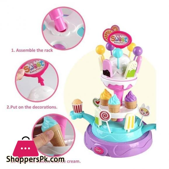25pcs Childrens Toys Sweet Rotating Platform Pretend Play Toy