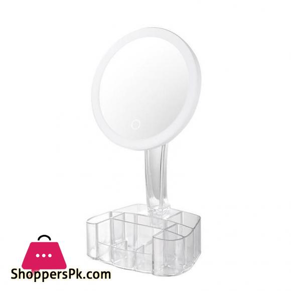 3 in 1 Desktop Vanity Makeup Mirror With Light Ladies Large Capacity Storage Box