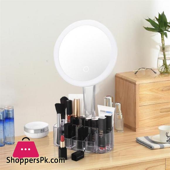 3 in 1 Desktop Vanity Makeup Mirror With Light Ladies Large Capacity Storage Box
