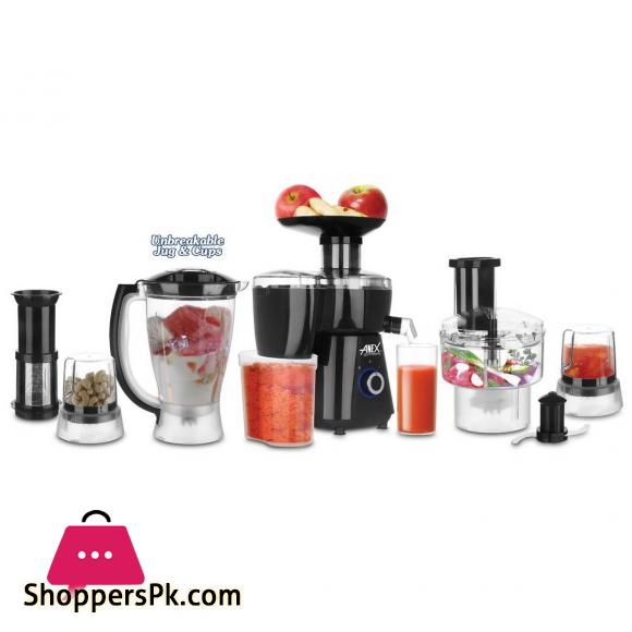 Anex Food Processor - Silver - Unbreakable Jug & Cups AG-2150 EX