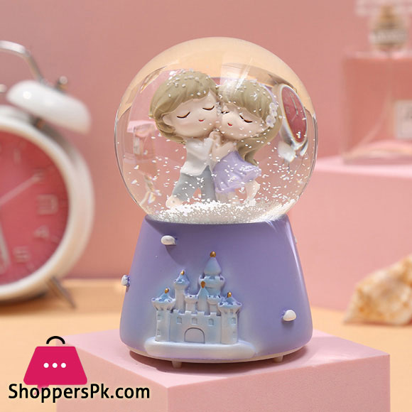 Couple On Moon Musical Dome Creative Season Tree Snow Globe Crystal Ball Rotating Music Box Home Decoration