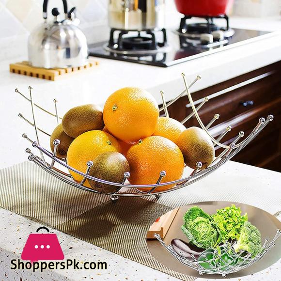 Fruit Basket Living Room Desktop Metal Fruit Bowl Creative Fashion Storage Basket for Bread, Fruits, Vegetable, Snacks