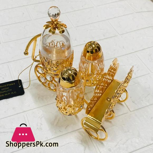 Golden Decorative Salt & Pepper Cart