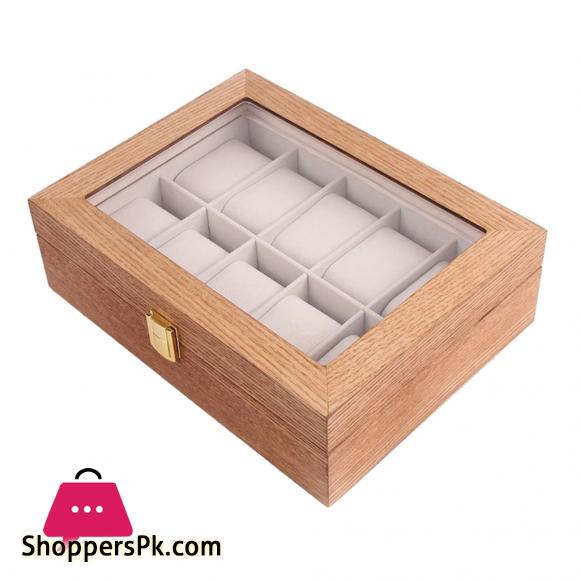 HIGH QUALITY 10 Slot Watch Box Organizer Watch Case with Glass Top