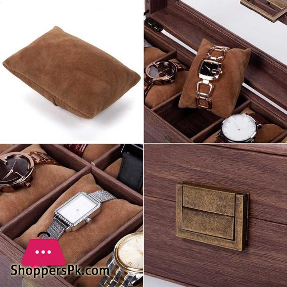 HIGH QUALITY 12 Slot Watch Box Organizer Watch Case with Glass Top