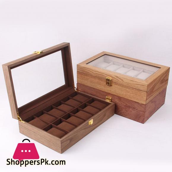 HIGH QUALITY 10 Slot Watch Box Organizer Watch Case with Glass Top